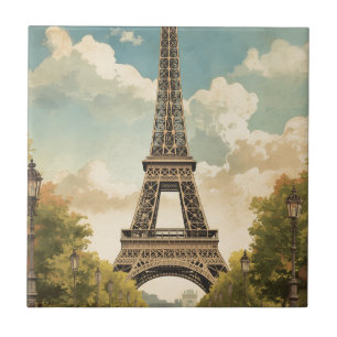 Azulejo De Cerâmica Torre Eiffel Paris Viagem Estilo Vintage Arte Retr