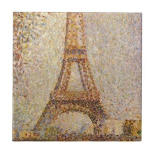 Azulejo De Cerâmica Torre Eiffel por Georges Seurat, Arte Fino Antigo