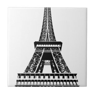 Azulejo De Cerâmica Torre Eiffel preto e branco Paris França Arte Obra