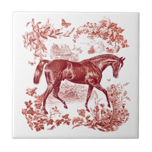 Azulejo De Cerâmica Torre Elegante Rústico Vermelho Rústico Cavalo Flo