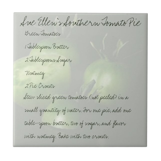 Azulejo De Cerâmica Torta do sul do tomate de Sue Ellen (Frente)