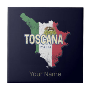 Azulejo De Cerâmica Toscana Itália Retro Region Map Vintage Fattoria