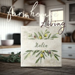 Azulejo De Cerâmica Toscânia Rustic Olive & Branches Italia Script<br><div class="desc">Bella Cucina buquê de aquarela rustica de ramos e folhas. Combine & com outros azulejos neste mesmo tema de coordenação para criar a sua aparência perfeita. 100% de satisfação do cliente com o "Zazzle" todos os dias.</div>