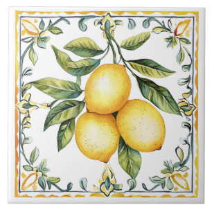 Azulejo De Cerâmica Toscano Rústico Mediterrâneo Amarelo Limão