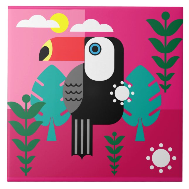 Azulejo De Cerâmica Toucan Tropical Bird (Frente)