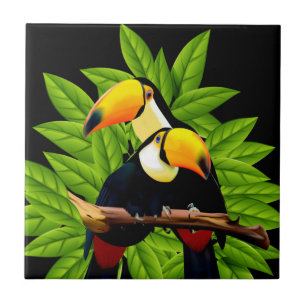 Azulejo De Cerâmica Toucans exóticos