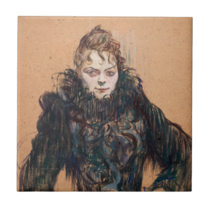 Azulejo De Cerâmica Toulouse-Lautrec - Mulher com um Boa Preto