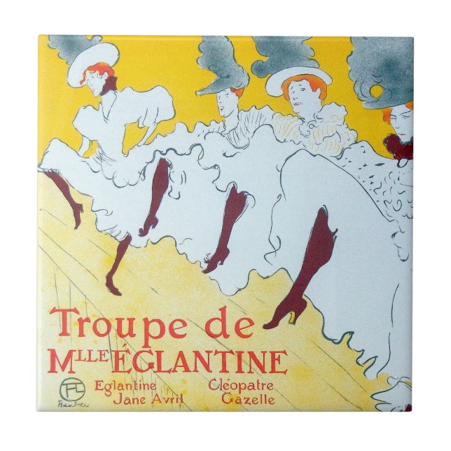 Azulejo De Cerâmica Toulouse Lautrec Yellow Dancing Girl Poster (Frente)