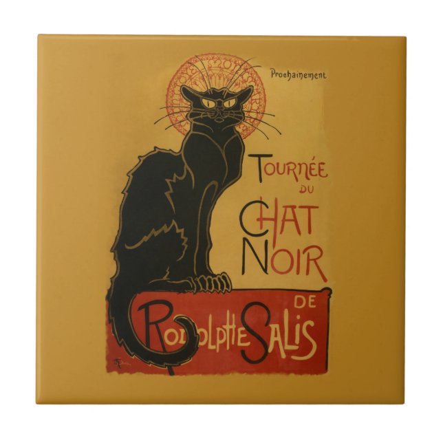 Azulejo De Cerâmica Tournee de Chat Noir Black Cat (Frente)