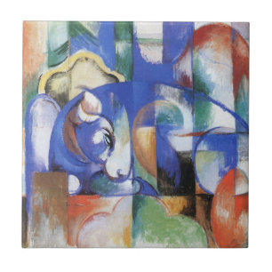 Azulejo De Cerâmica Touro mentiroso de Franz Marc, Vintage Cubism Art