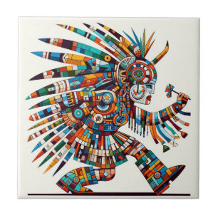 Azulejo De Cerâmica Trabalho de arte de Dancer Nativo Americano Kachin