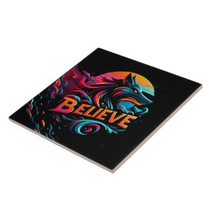 Azulejo De Cerâmica Trabalho de arte digital vibrante apresentando um