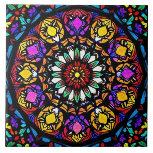 Azulejo De Cerâmica Trabalho de arte Floral de Vidro Mantido
