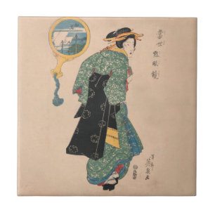 Azulejo De Cerâmica Trabalho de arte japonesa Kimono