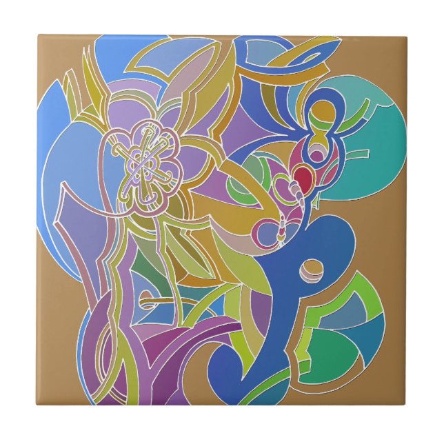 Azulejo De Cerâmica Trabalho de arte Whimsical (Frente)