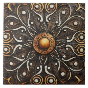 Azulejo De Cerâmica Trabalho de Rolo Ornamentado com Centro Dourado 4