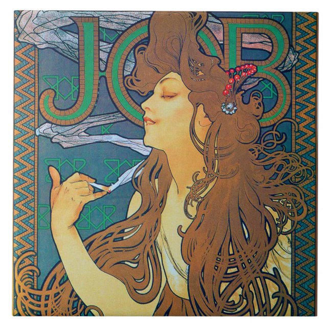 Azulejo De Cerâmica TRABALHO, Mucha (Frente)