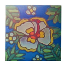 Azulejo De Cerâmica Trabalhos da argila de Catalina do hibiscus do