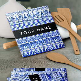 Azulejo De Cerâmica Traço Grego, Chave Mista, Azul, Seu Nome