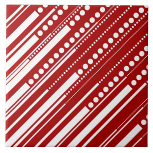 Azulejo De Cerâmica Traços e pontos em vermelho e branco