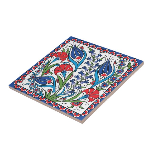 Azulejo De Cerâmica Tradicional Blue Floral Turco Ottoman Iznik (Lateral)