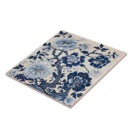 Azulejo De Cerâmica Tradicional China Blue Ink Flower Art