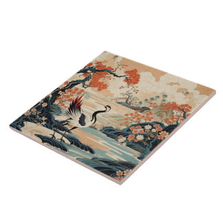 Azulejo De Cerâmica Tradicional Japão Kutani Artº Ornamental 15