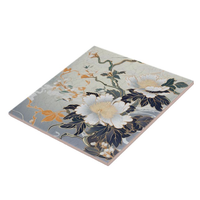 Azulejo De Cerâmica Tradicional Japão Kutani Art 8 Ornamental (Lateral)