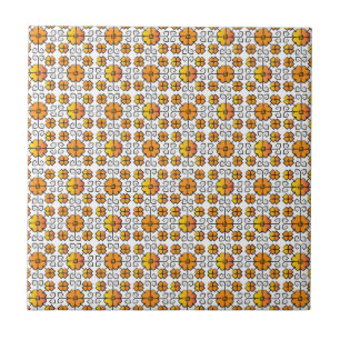 Azulejo De Cerâmica Tradicional letão - símbolo SUN - padrão geomé