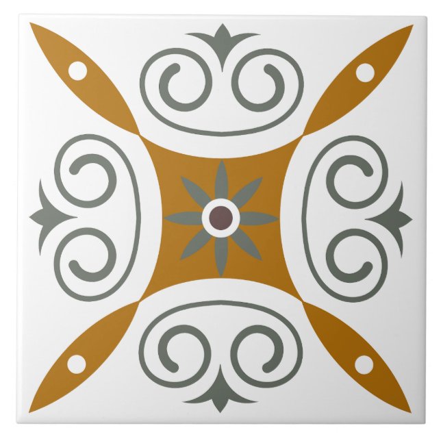 Azulejo De Cerâmica Tradicional típico marrom-mediterrânico italiano (Frente)