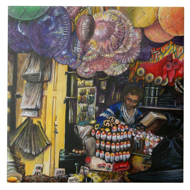 Azulejo De Cerâmica Tradições do Comércio Antigo, Jerusalém (Frente)