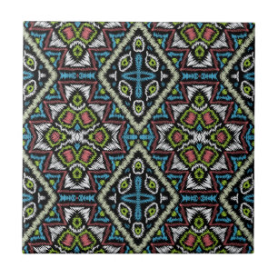 Azulejo De Cerâmica Tradit africano retro tribal mexicano abstrato do