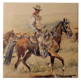 Azulejo De Cerâmica "Trail Drive" 2 Western Art de Edward Borein