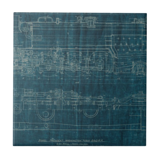 Azulejo De Cerâmica Train Blueprint I (Frente)