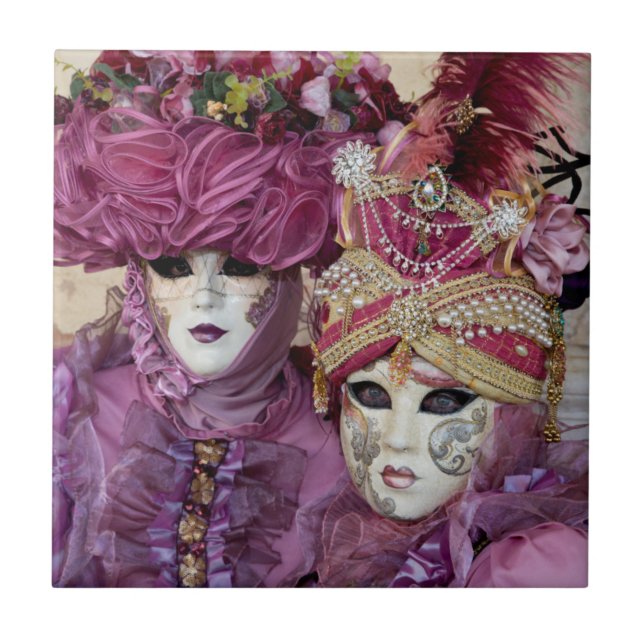 Azulejo De Cerâmica Traje de Carnaval roxo, Veneza (Frente)