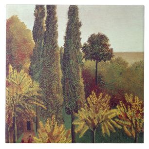 Azulejo De Cerâmica Trajeto nos montículos Chaumont Parque, Paris,