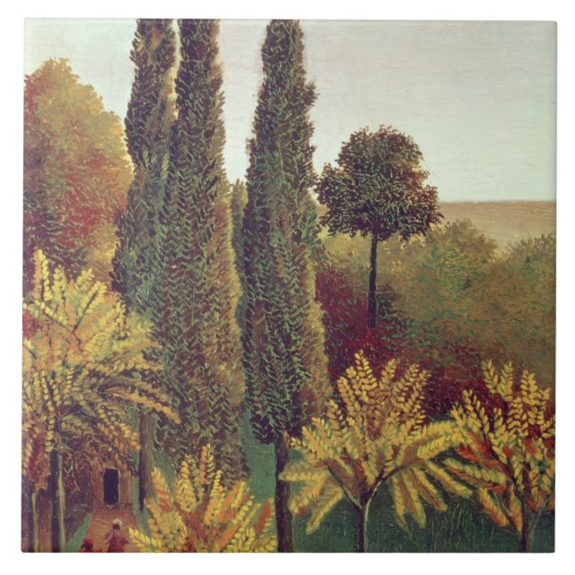 Azulejo De Cerâmica Trajeto nos montículos Chaumont Parque, Paris, (Frente)