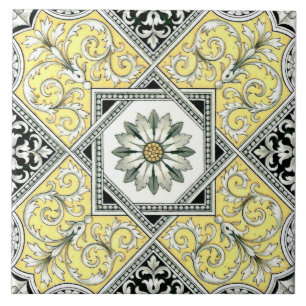 Azulejo De Cerâmica Transferência de Cinzas pretas e amarelas impress