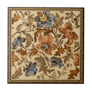 Azulejo De Cerâmica Transferware de Flores Vitoriano 1880 Repro