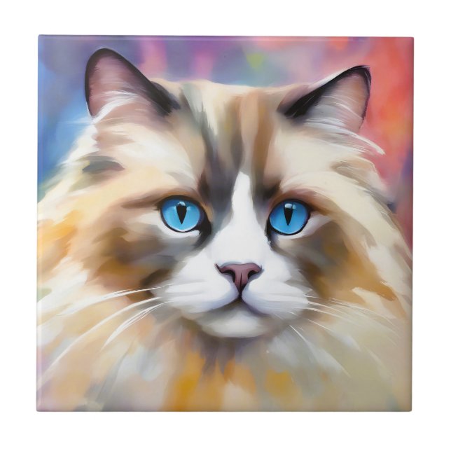 Azulejo De Cerâmica Trapil Elegante Ragdoll Cat (Frente)