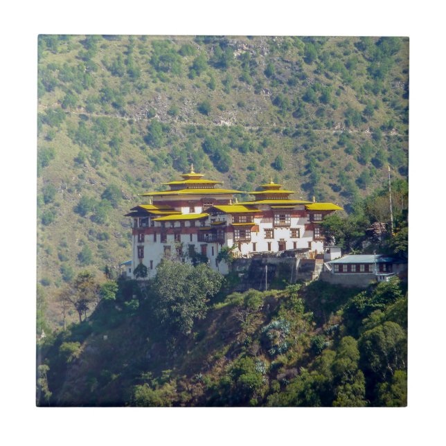 Azulejo De Cerâmica Trashigang Dzong - Butão Oriental, Hiamalaya, Ásia (Frente)