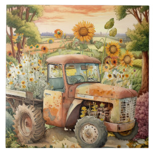 Azulejo De Cerâmica trator antigo e bonito