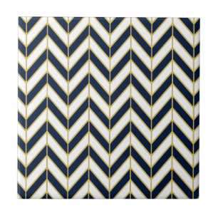 Azulejo De Cerâmica Travesseiro de padrão de Herringbone em Marinho,