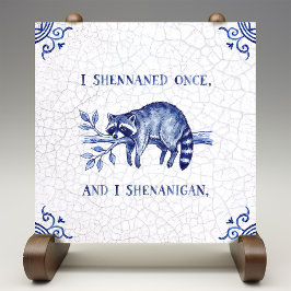 Azulejo De Cerâmica Travessura Guaxinim Fino Delft Azul Estilo Holandê