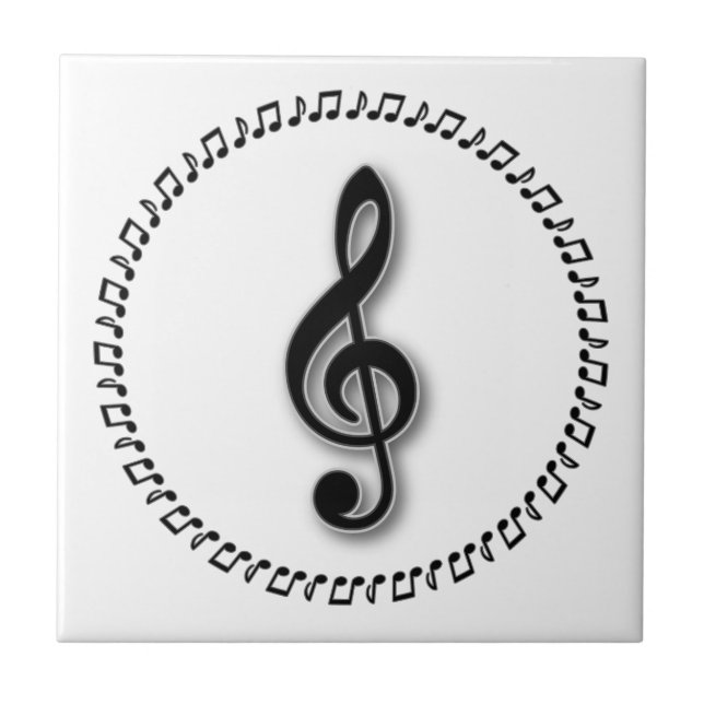 Azulejo De Cerâmica Treble Clef Music Note Design (Frente)