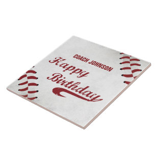 Azulejo De Cerâmica Treinador Feliz Aniversário Grande Grunge Basebal
