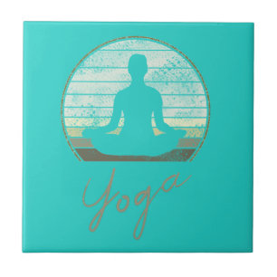Azulejo De Cerâmica Treinamento de Yoga Design Vintage Meditação ou Pi