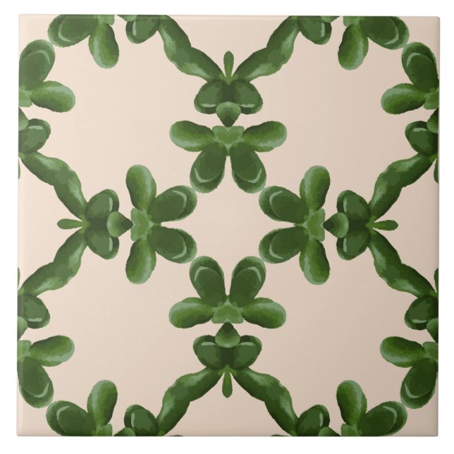 Azulejo De Cerâmica Treliça de Jade em Creme (Frente)