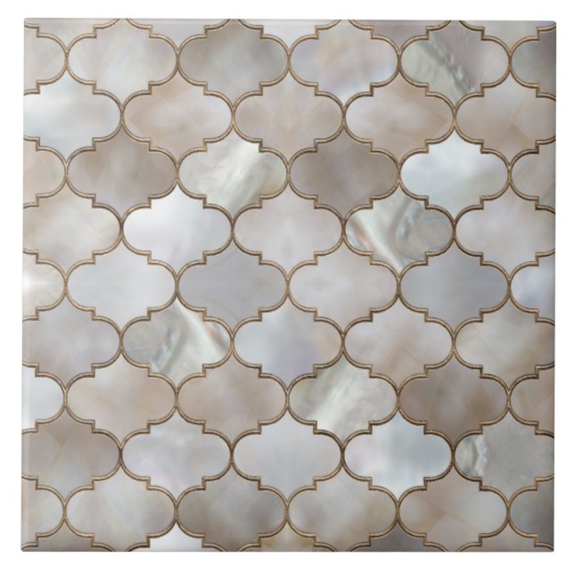 Azulejo De Cerâmica Trellis Pearl e Dourado marroquino (Frente)