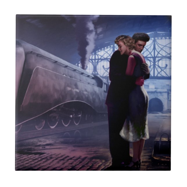 Azulejo De Cerâmica Trem azul (Frente)